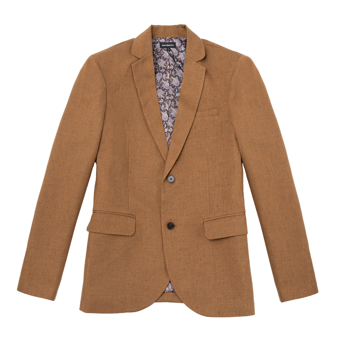 Linen type jacket two buttoned two back vents contrast lining