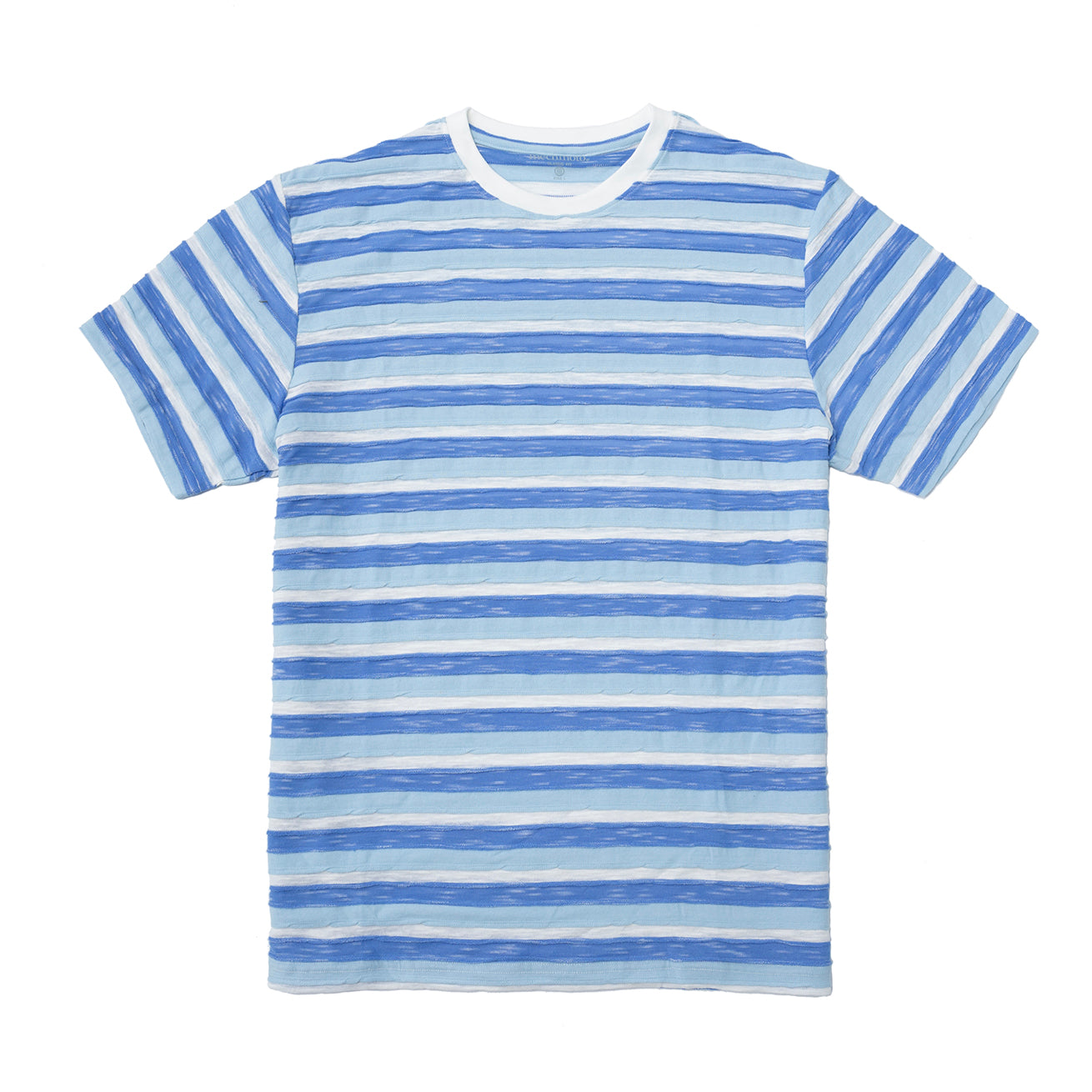 Textured multi stripe crew neck t shirt