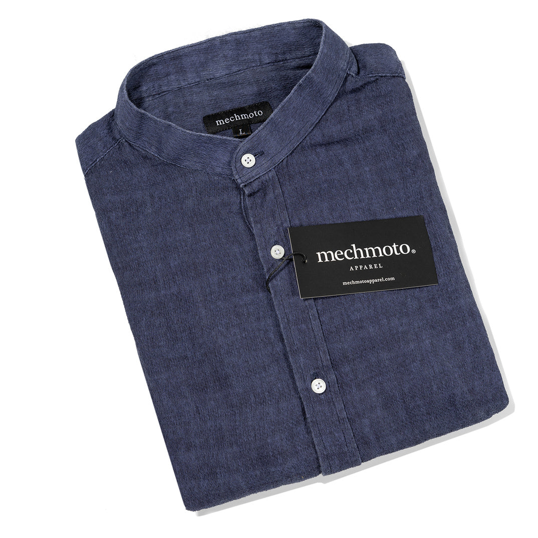 23.Textured Cotton Shirt With Chinese Collar