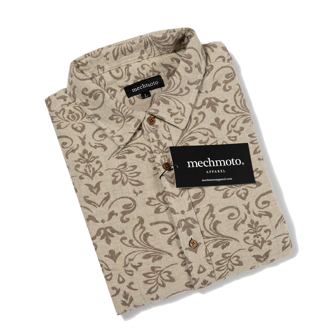 27.Linen Blend Embossed Shirt