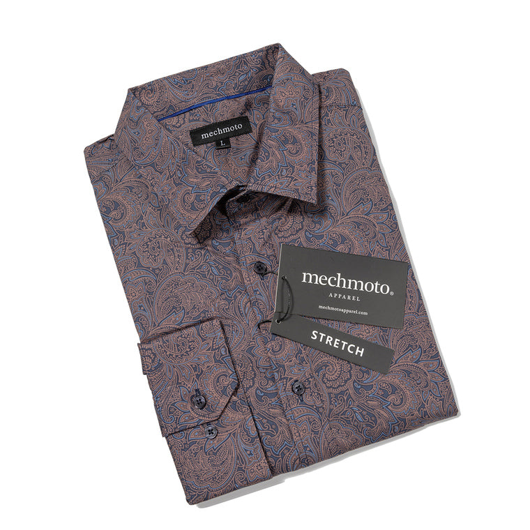 30.Stretch Paisley Shirt With Double Back Darts
