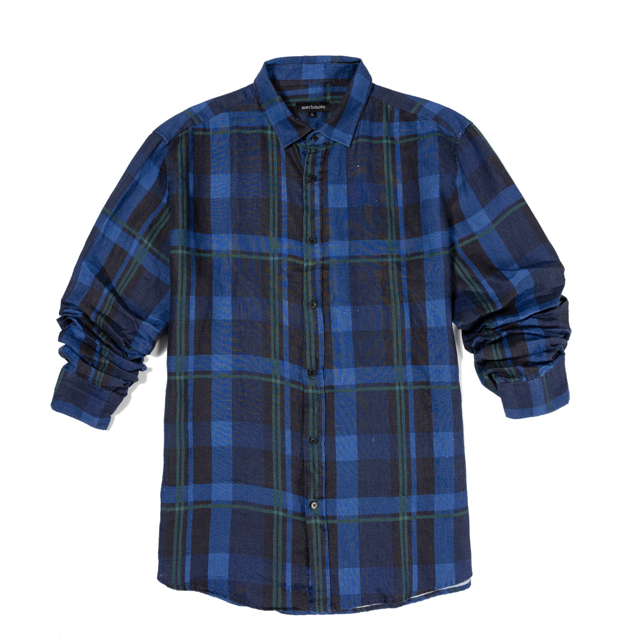 6.Linen Check Shirt With Box  Pleat