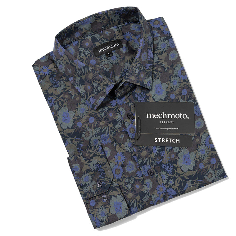 38.Stretch Subtle Floral Shirt With Double Back Darts