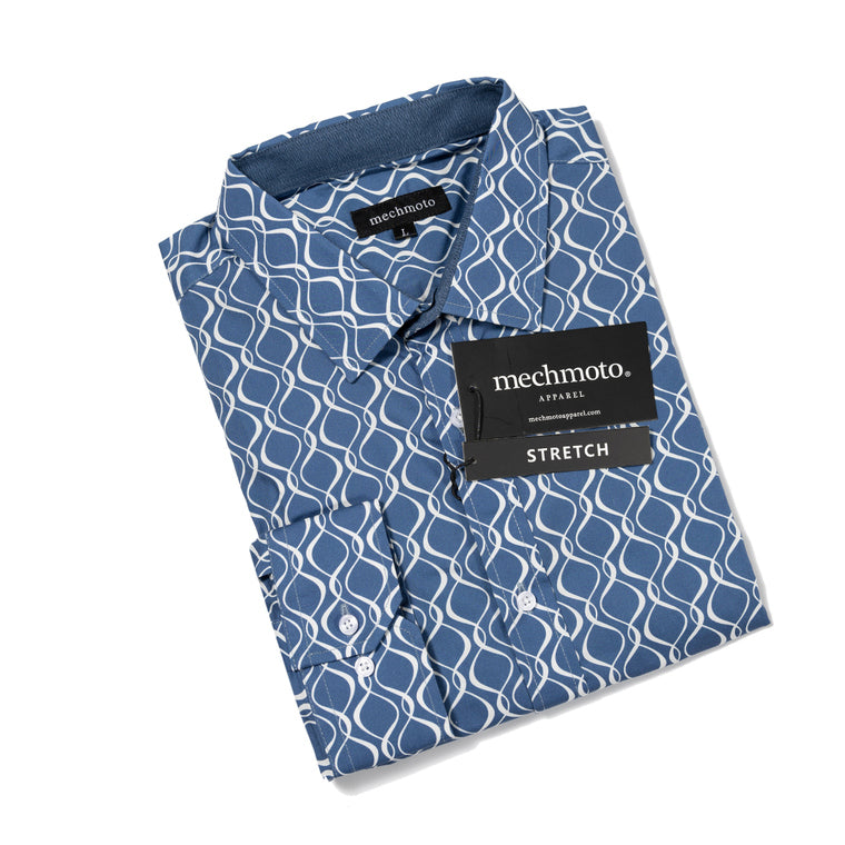 40.Stretch Spiral Print Shirt With Contrast In Collar