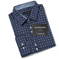 44.Stretch  Printed Shirt With   Contrast In Collar And Cuffs