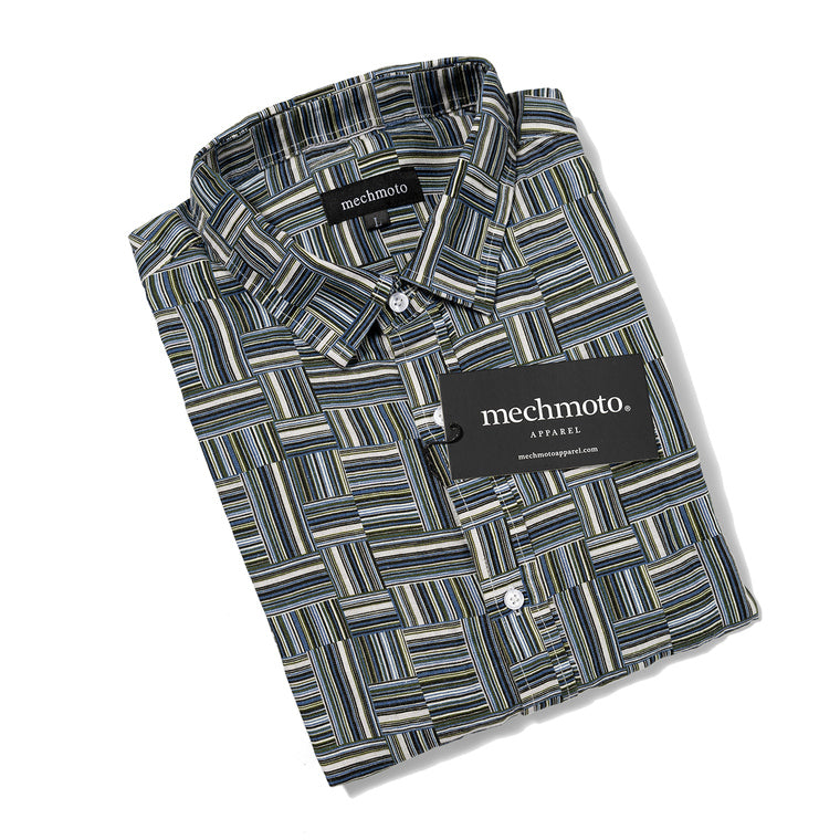 45.Printed Check Design Linen Shirt