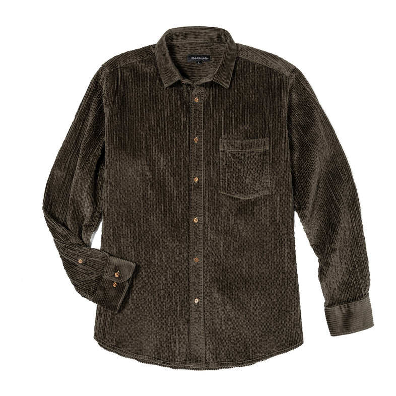 47.Cord Shirt With Chest Pocket Back Box Pleat