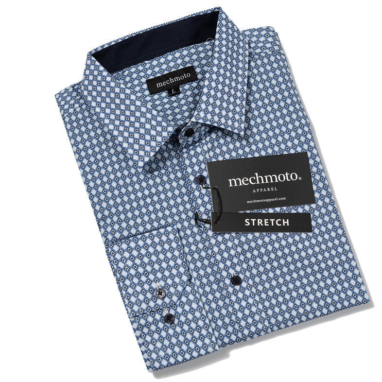 50.Stretch Geo Shirt With Contrast On Collar