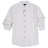 52.Linen Chinese Collar Shirt With Box Pleat