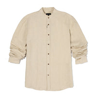 52.Linen Chinese Collar Shirt With Box Pleat