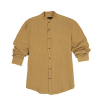 52.Linen Chinese Collar Shirt With Box Pleat