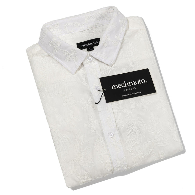 54.Embroidered L/S Shirt With Back Box Pleat