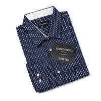 56.Stretch Spiral Print Shirt With Contrast In Collar