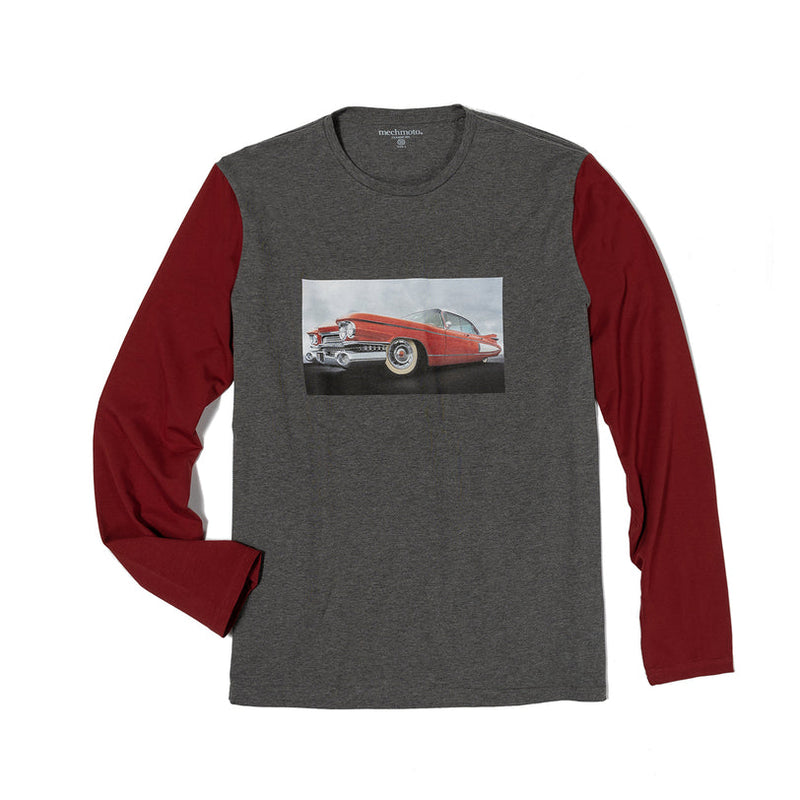 68.Vintage Car L/S Stretch Print