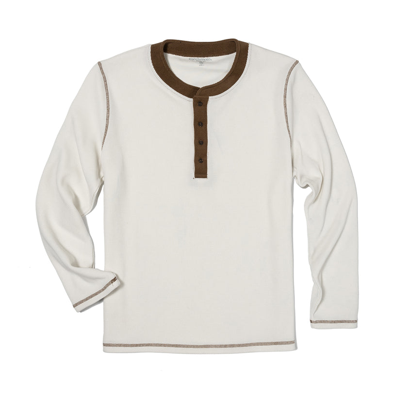 60. 3 Button Grandpa Top With Contrast Stitching