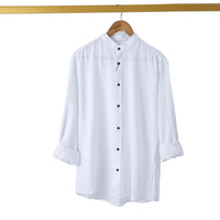 Luxury linen L/S mandarin collar shirt