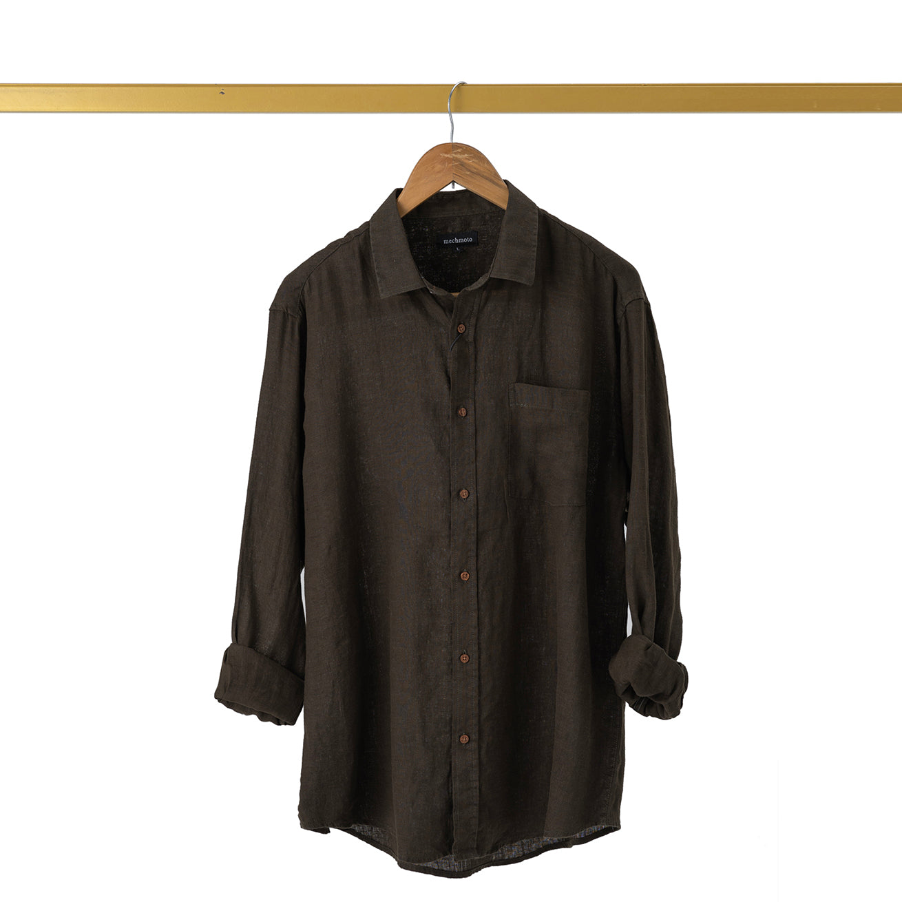 L/S linen shirt with chest pocket