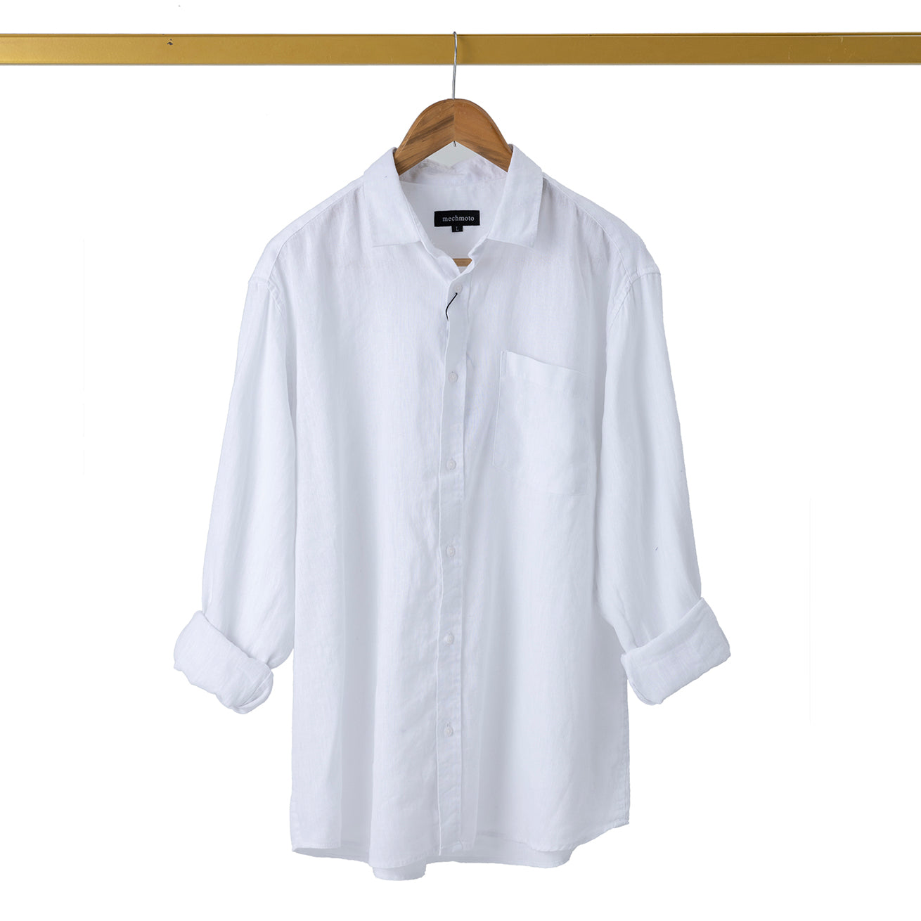 L/S linen shirt with chest pocket