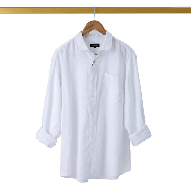 L/S linen shirt with chest pocket