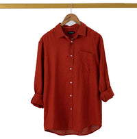 L/S linen shirt with chest pocket