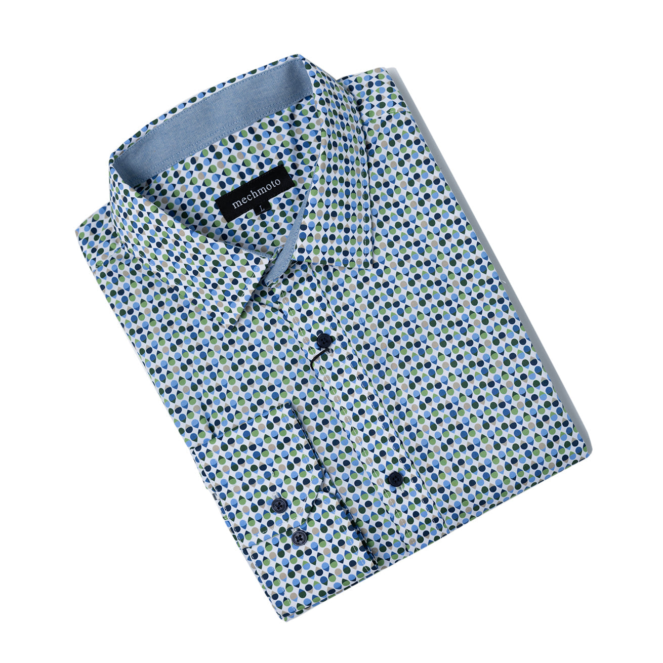 Cotton stretch shirt with geo design and back box pleat