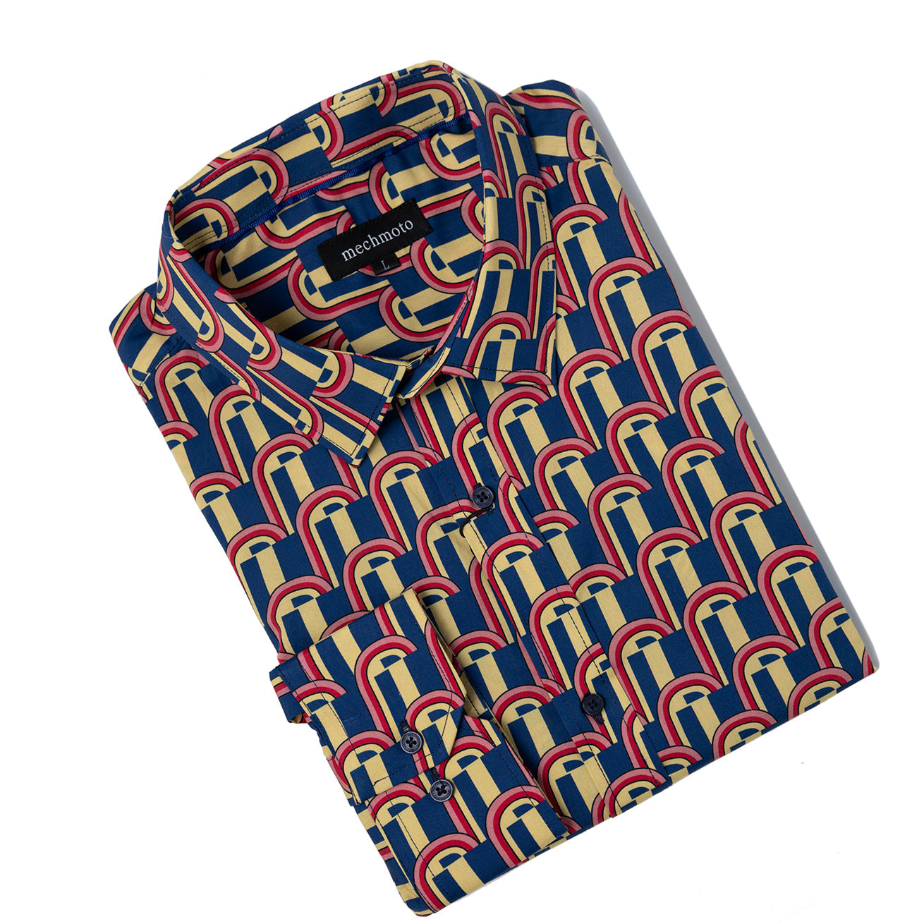 Stretch cotton shirt with retro print