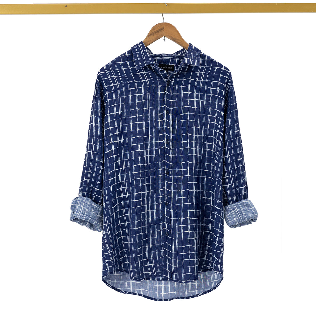 Linen L/S shirt with broken check print