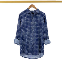 Linen L/S shirt with broken check print