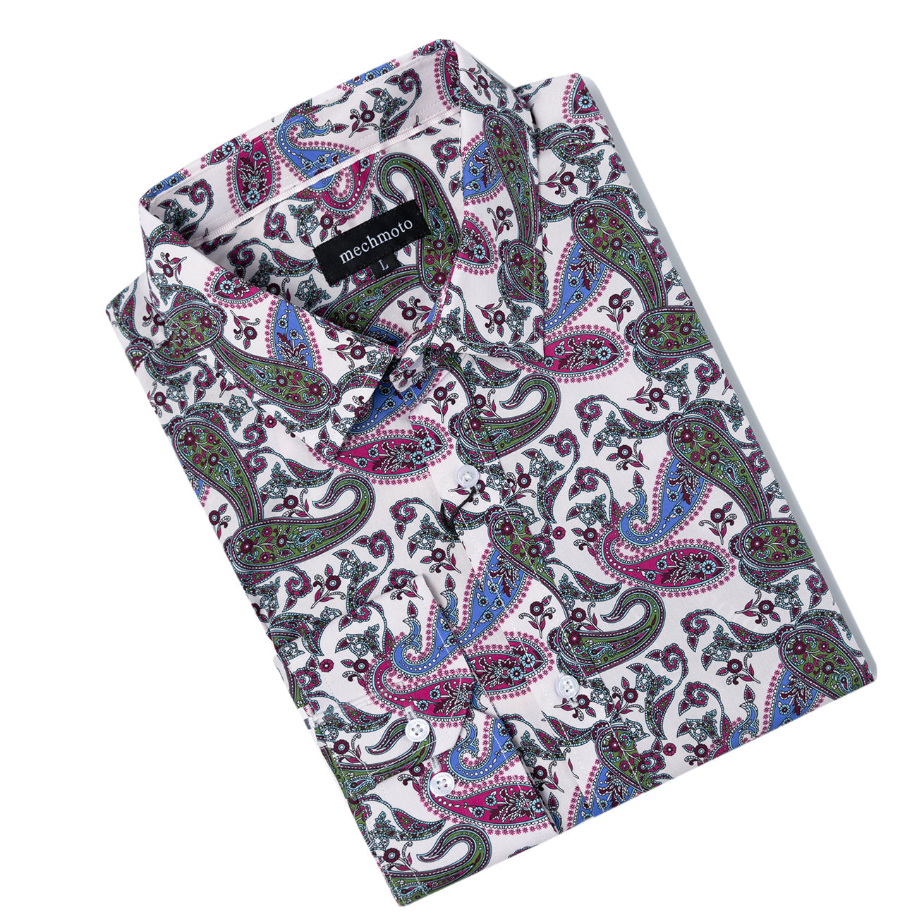 Cotton stretch L/S paisley shirt