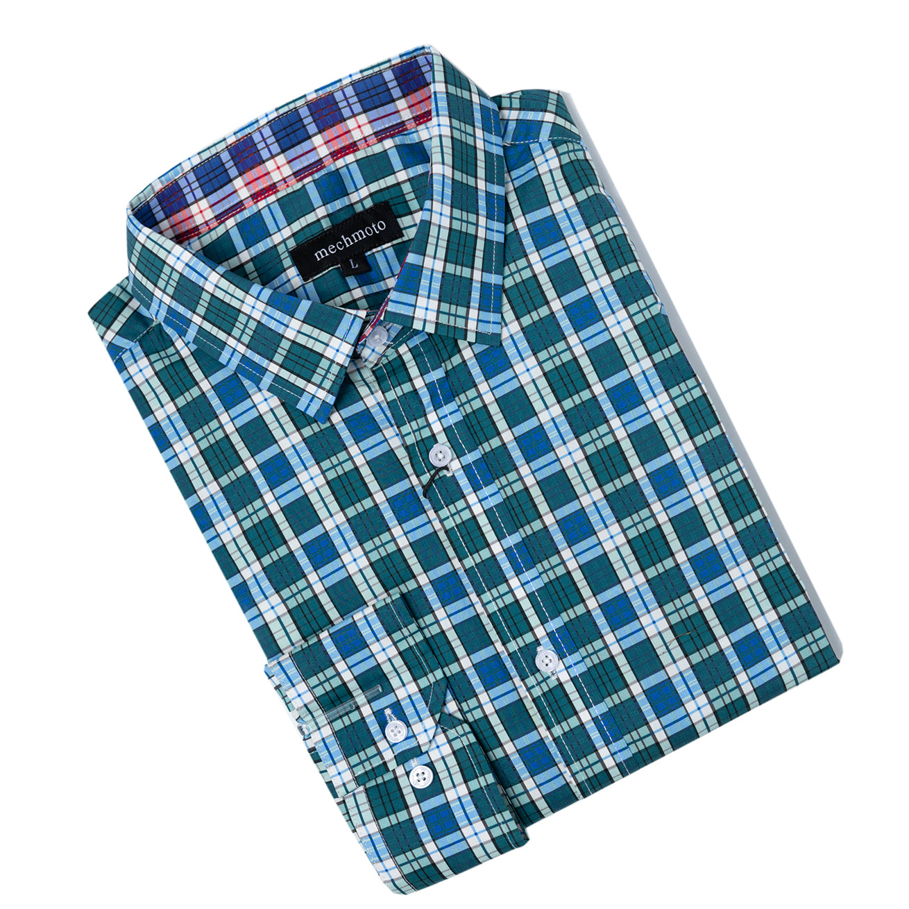 Check shirt with contrast in neck line