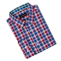 Check shirt with contrast in neck line