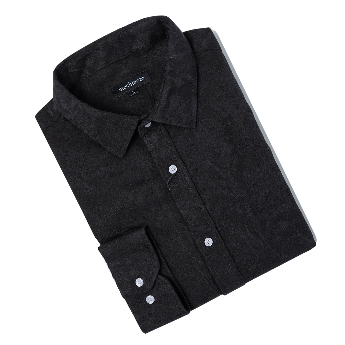 Luxury self embossed L/S shirt with back box pleat