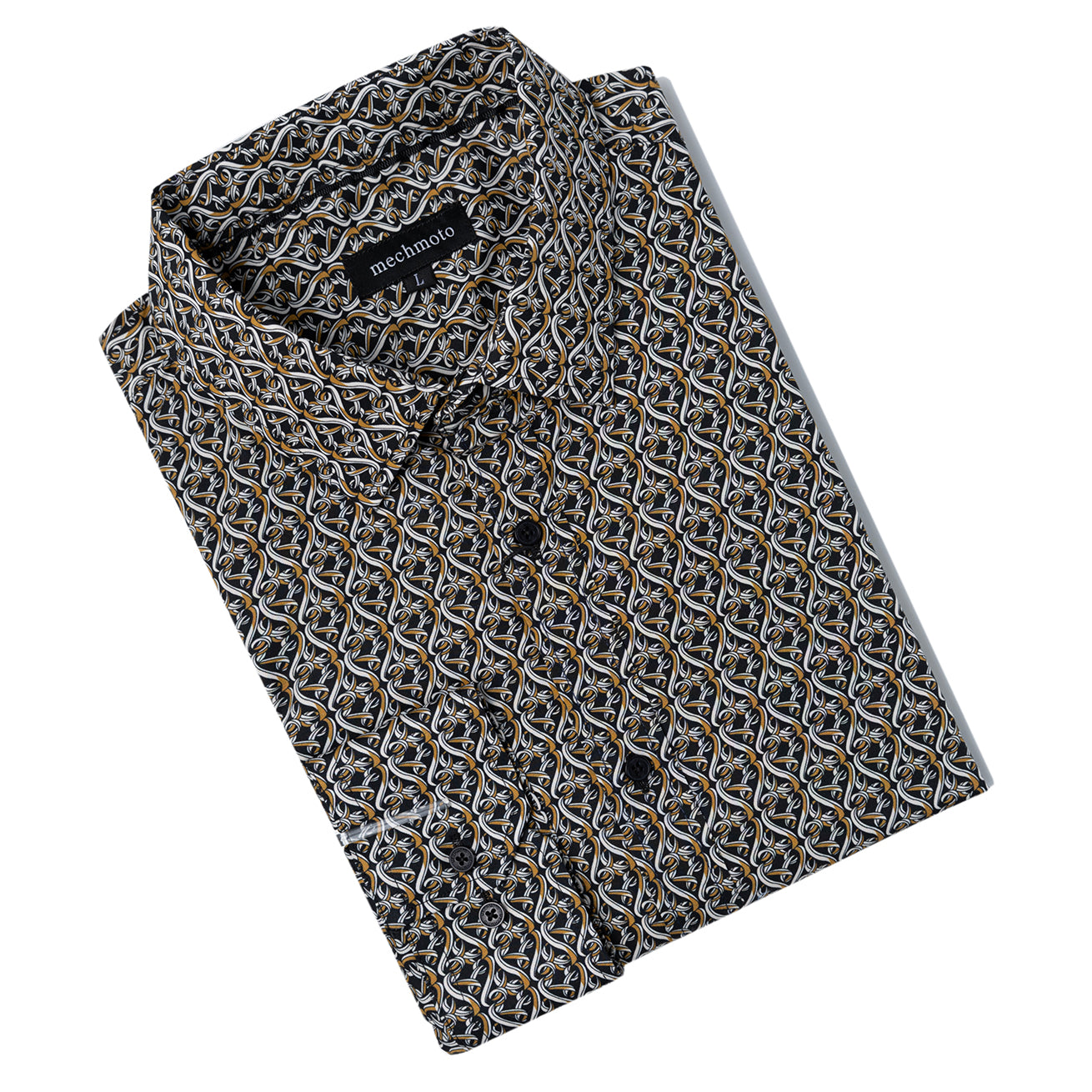 Cotton stretch baroque print shirt with two back darts