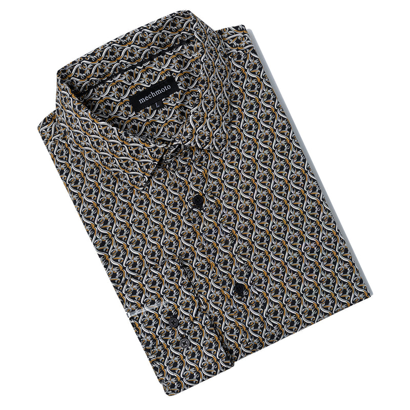 Cotton stretch baroque print shirt with two back darts