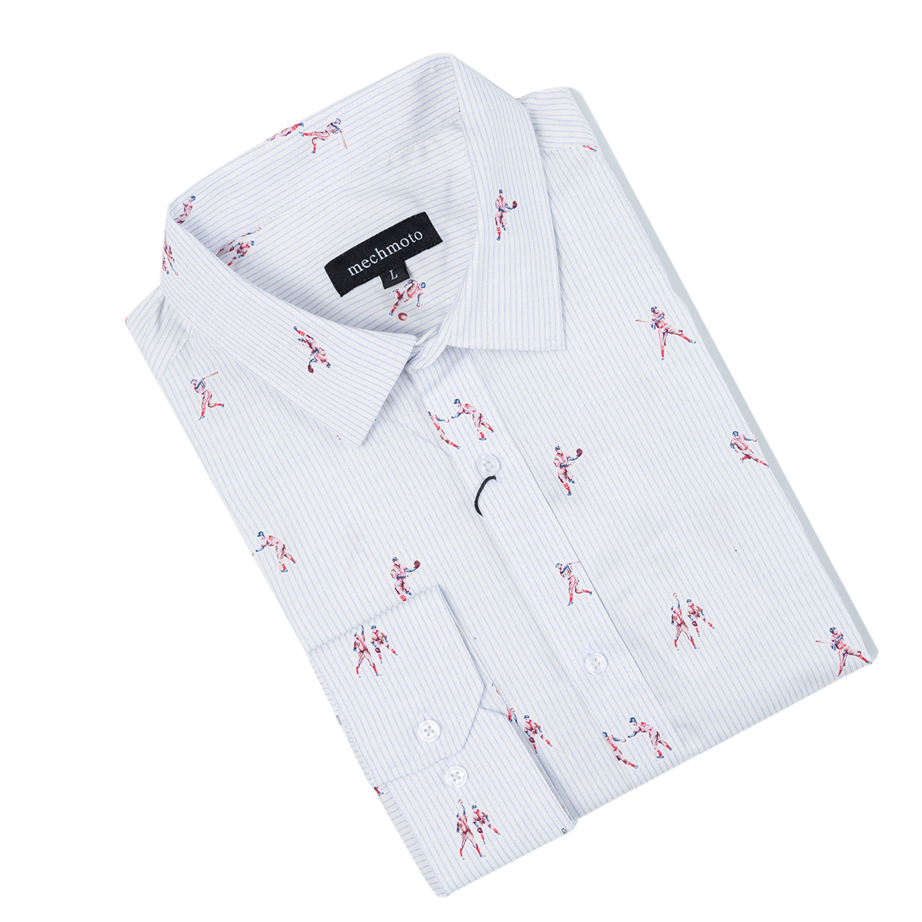 Cotton stretch baseball print shirt