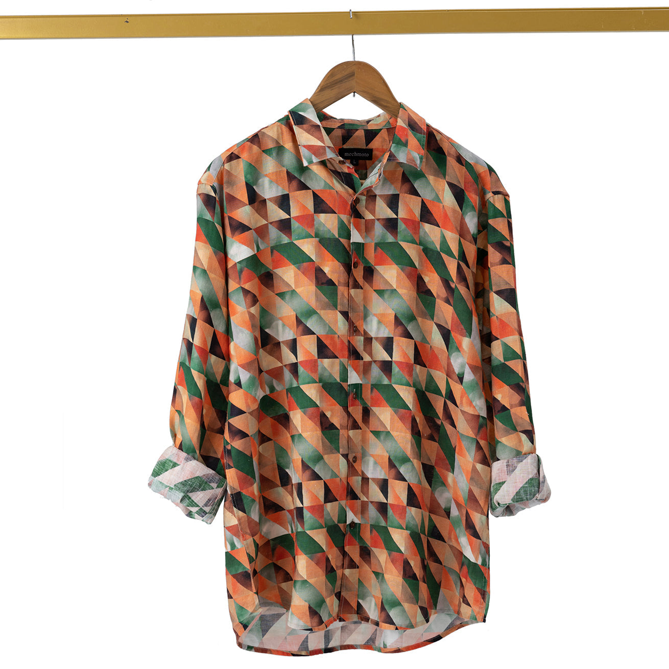 Linen L/S shirt with abstract design