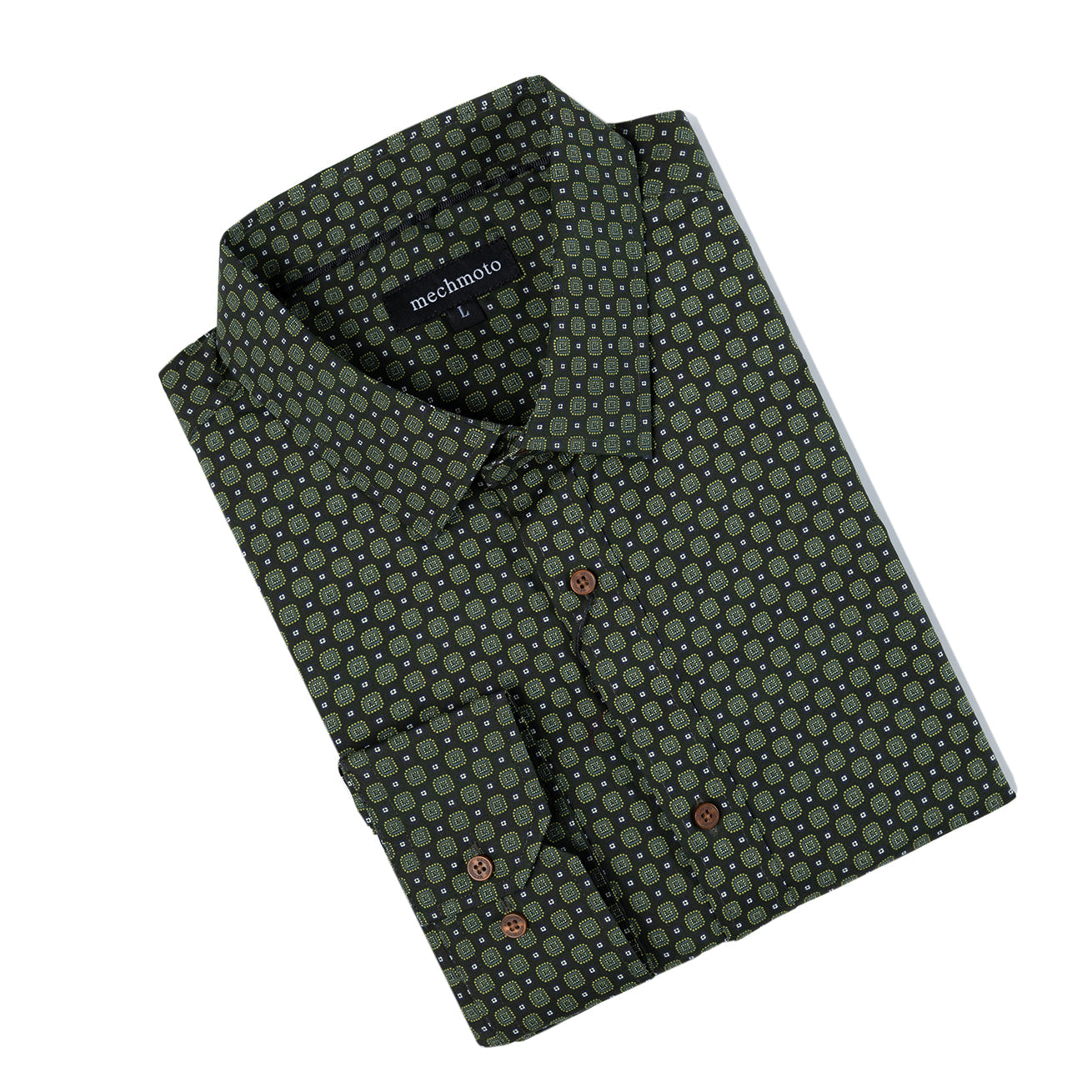 Cotton stretch shirt with geo design