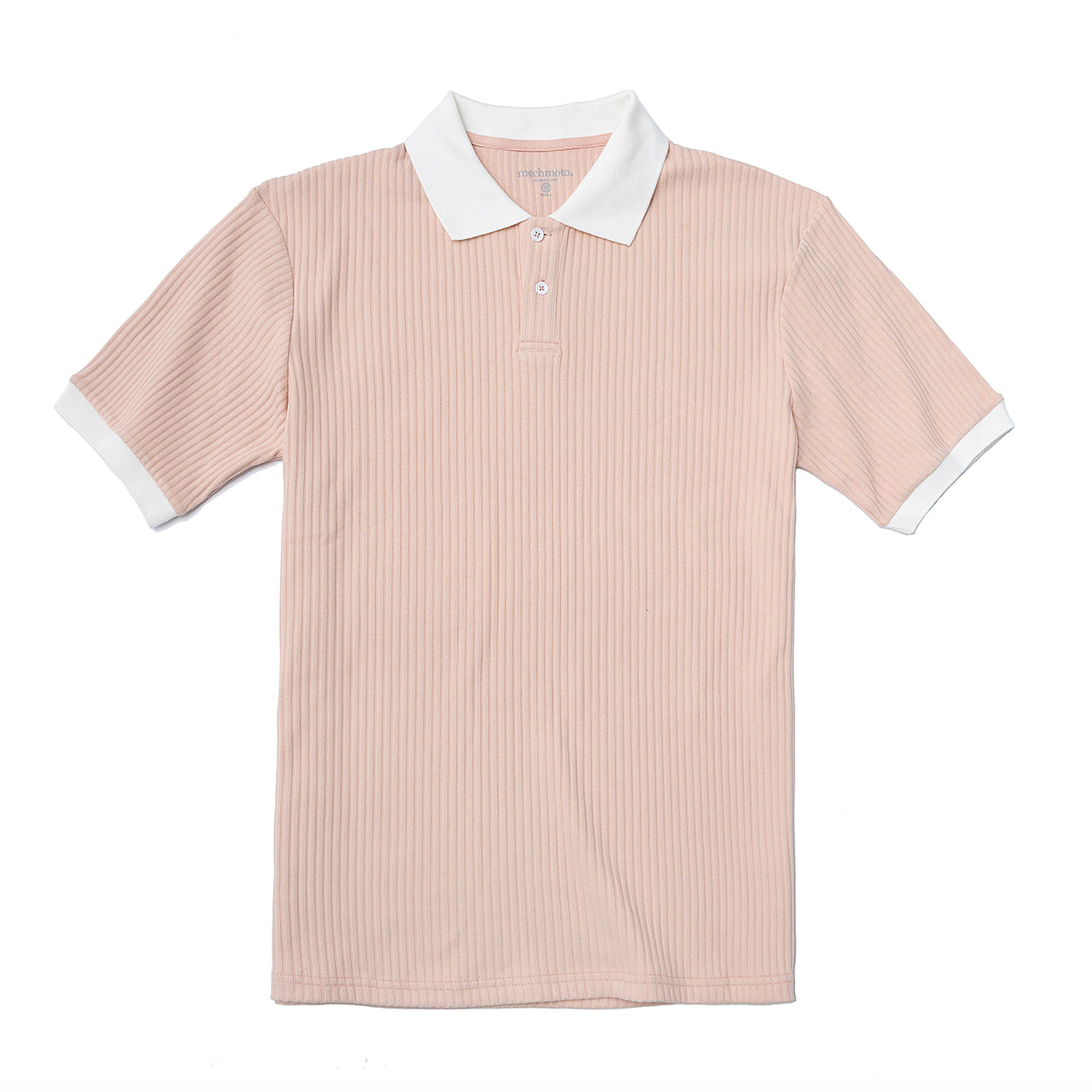 Ribbed polo with contrast collar and cuff