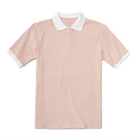Ribbed polo with contrast collar and cuff