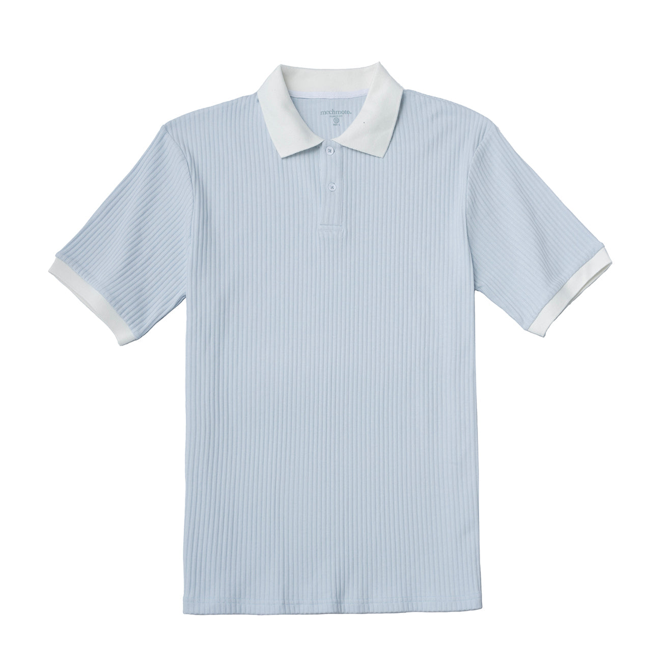 Ribbed polo with contrast collar and cuff