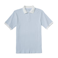 Ribbed polo with contrast collar and cuff