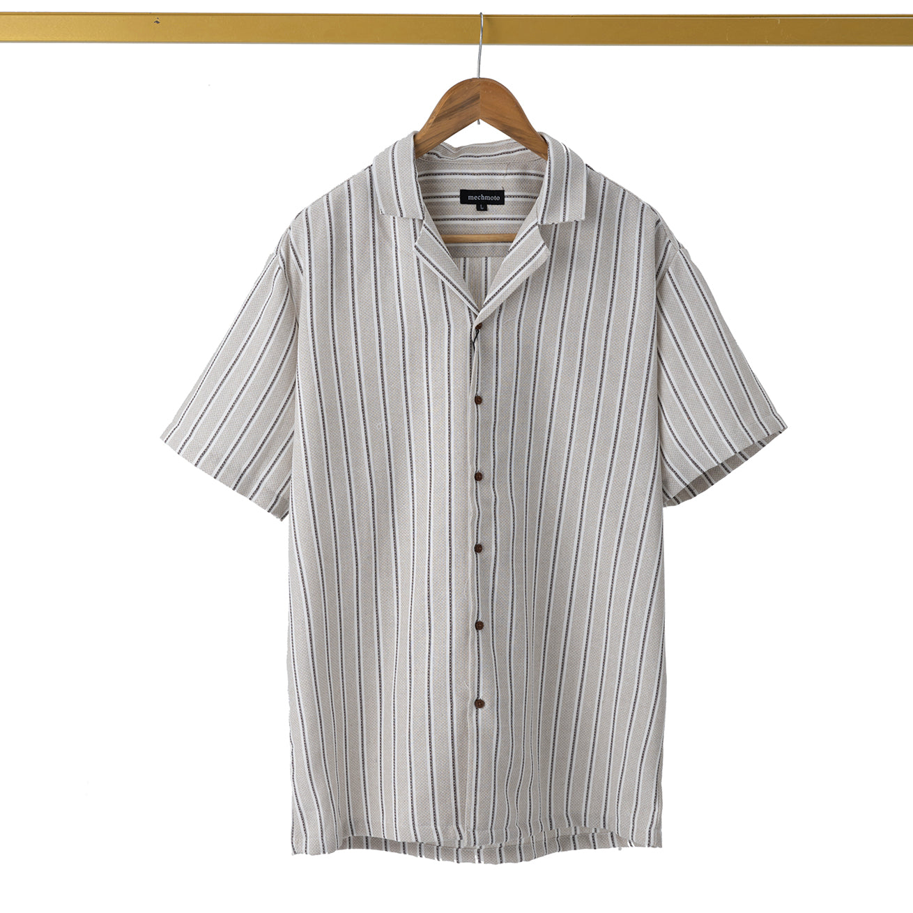 S/S linen blend striped shirt Easy fit