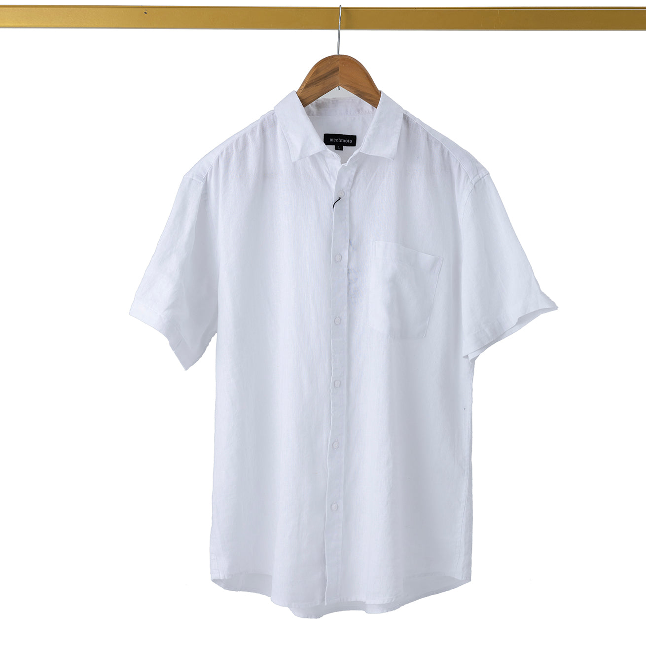 S/S linen shirt with chest pocket and rolled cuffs