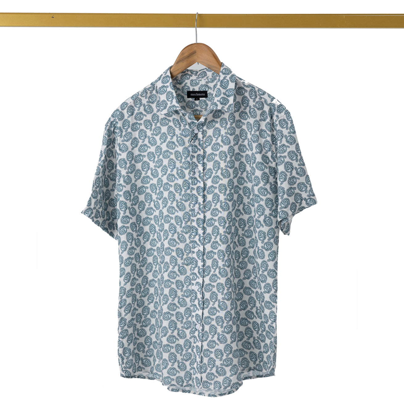 Luxury linen shirt with fruit print and back box pleat
