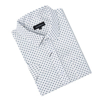 Cotton stretch shirt with geo print and chest pocket