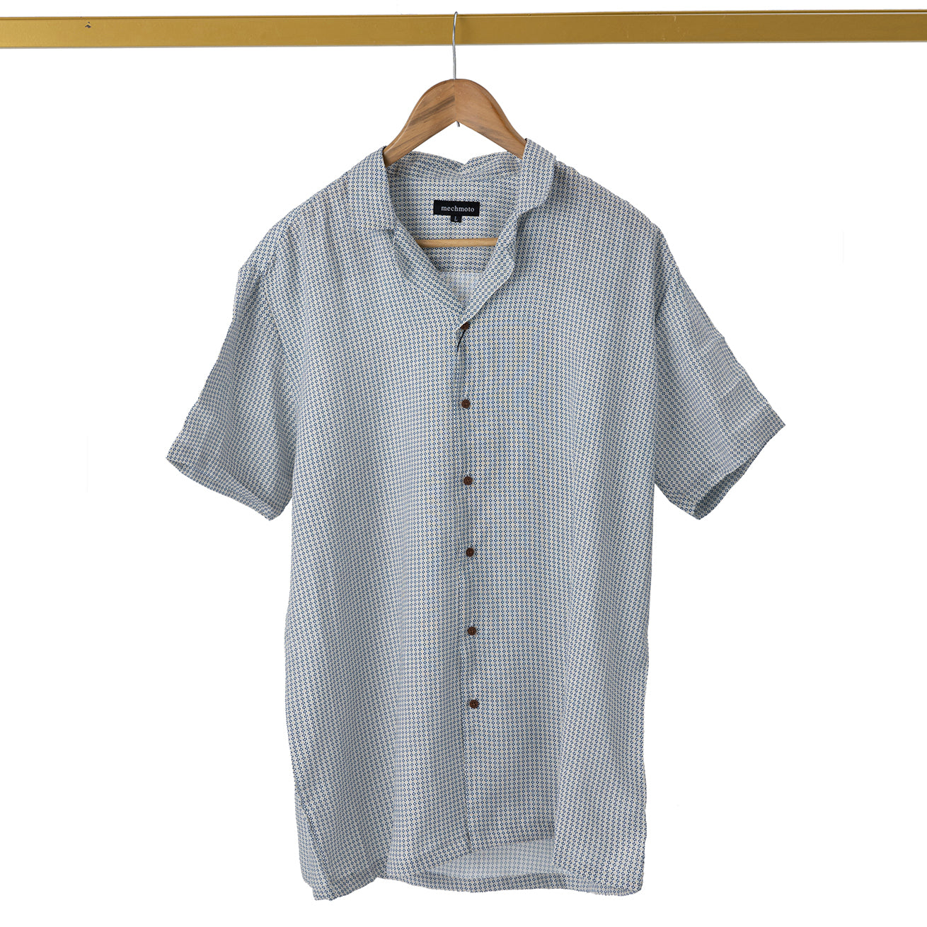 Linen printed shirt with box pleat