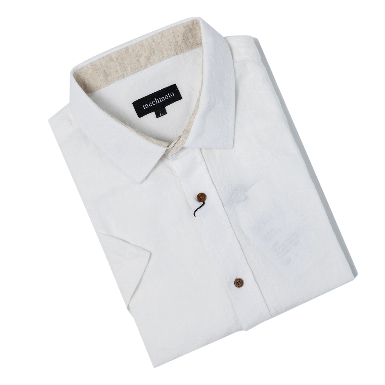 Textured S/S shirt with back box pleat and contrast in collar