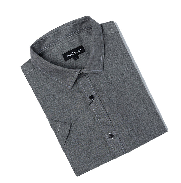 Textured linen blend shirt with stitch pocket detail