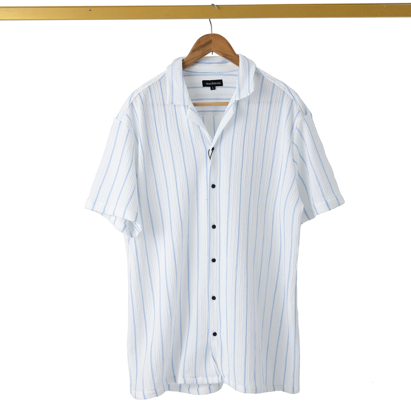Textured striped shirt with back box pleat
