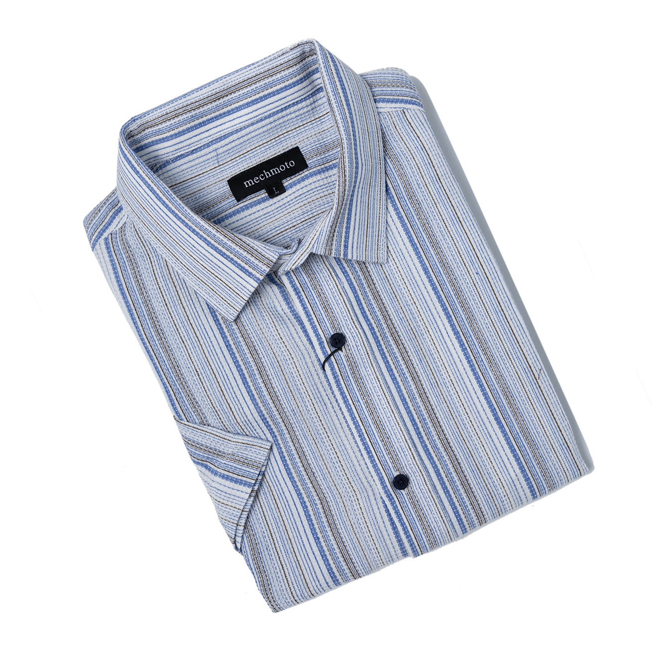 Cool textured stripe shirt with back box pleat